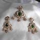 Handmade Brass Metal Jewellery Green Stone Maang Tikka Set